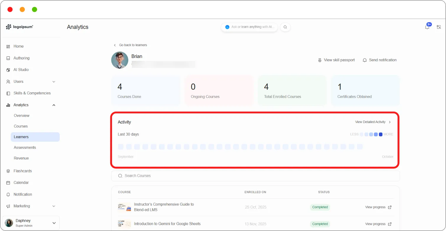 How to view a learner's report screenshot 18