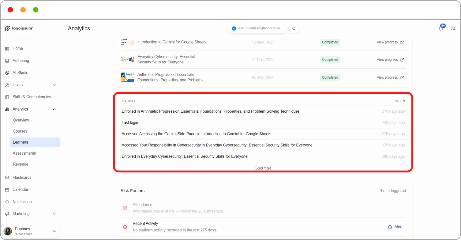 How to view a learner's report screenshot 21