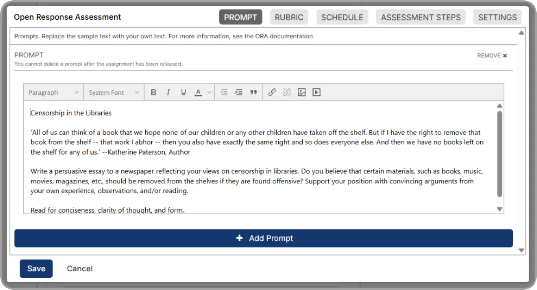 Open Response editor — needs capture