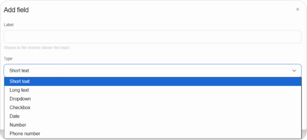 Add field dialog