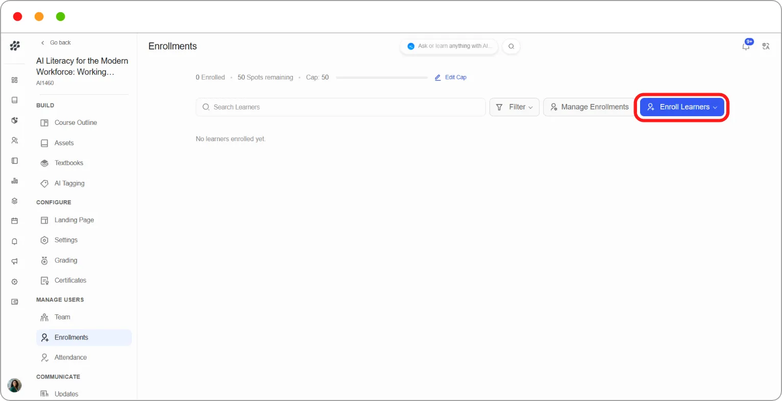 How to enrol learners into a course screenshot 2