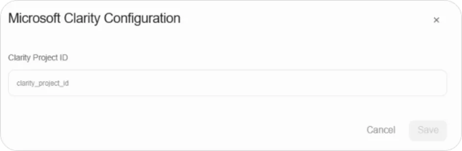 Microsoft Clarity Configuration dialog