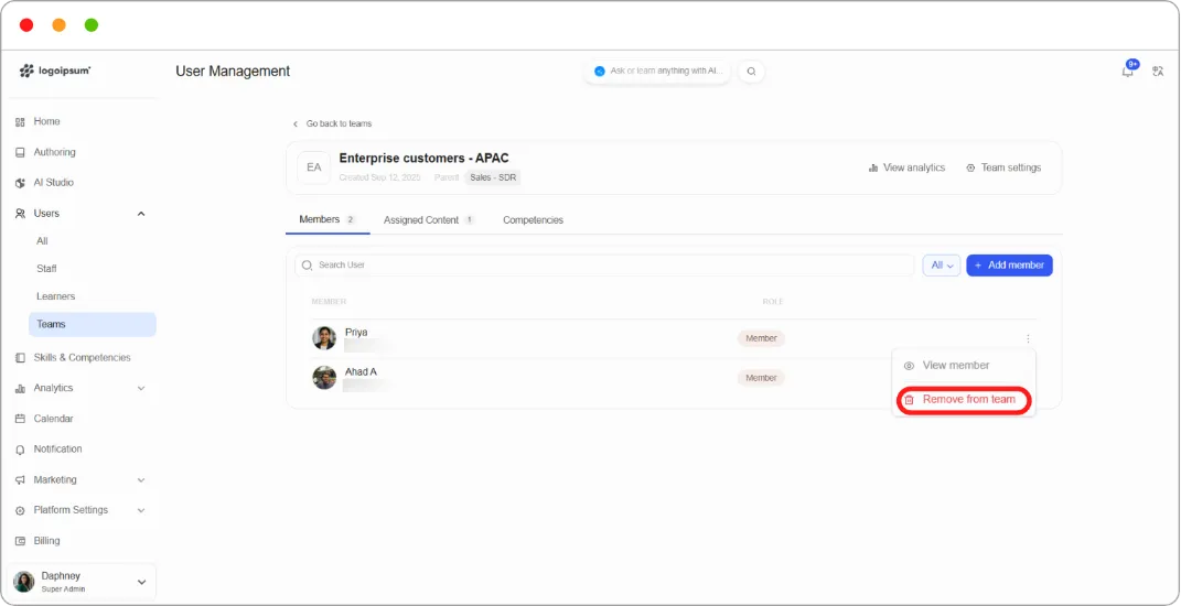 How to add and remove team members screenshot 48
