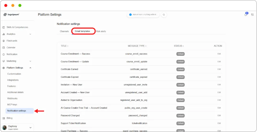 How to edit notification email templates screenshot 50
