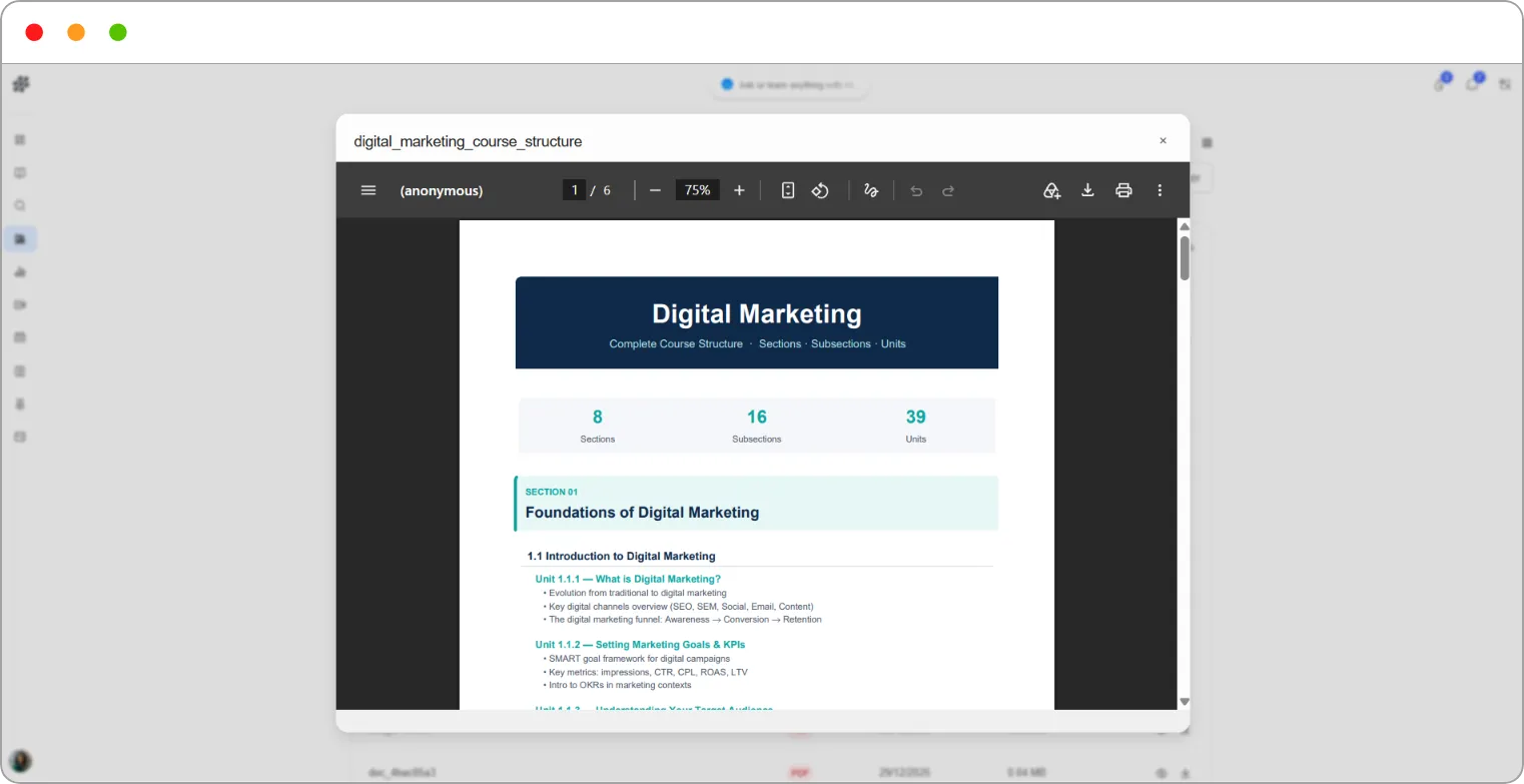 A PDF open in the preview window