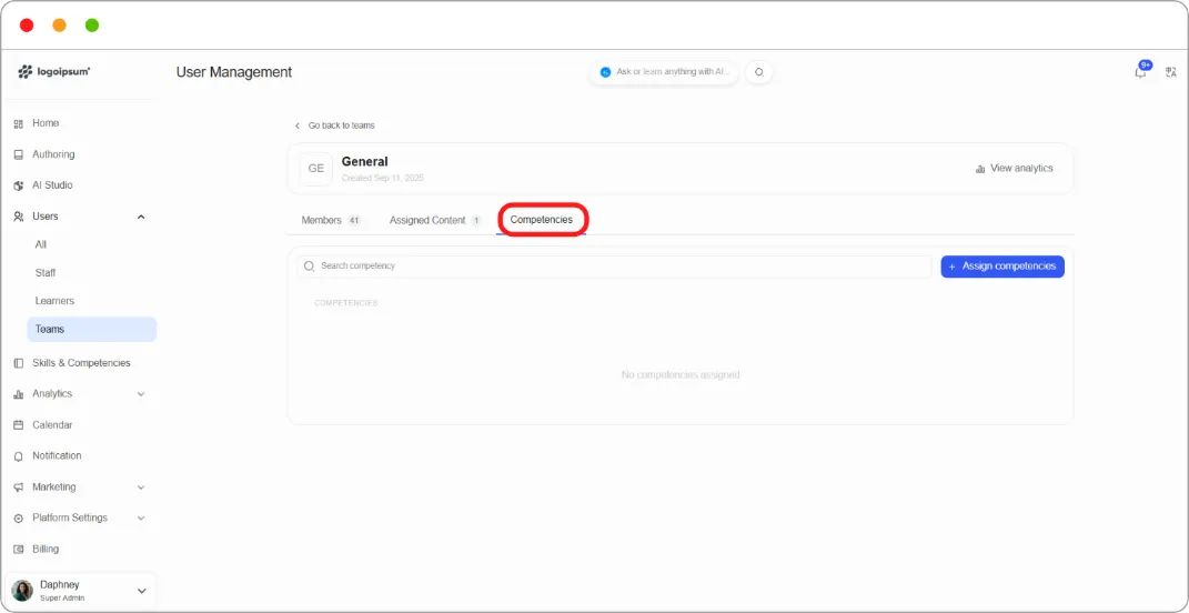 How to assign competencies to a team screenshot 58