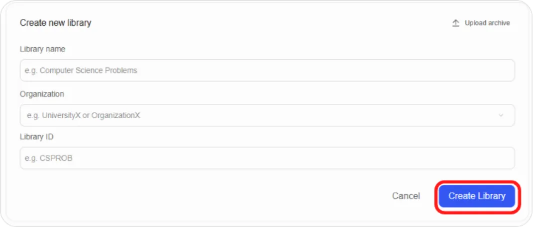 Create new library form