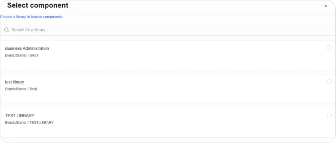 Add a Component modal showing the Reuse existing content options