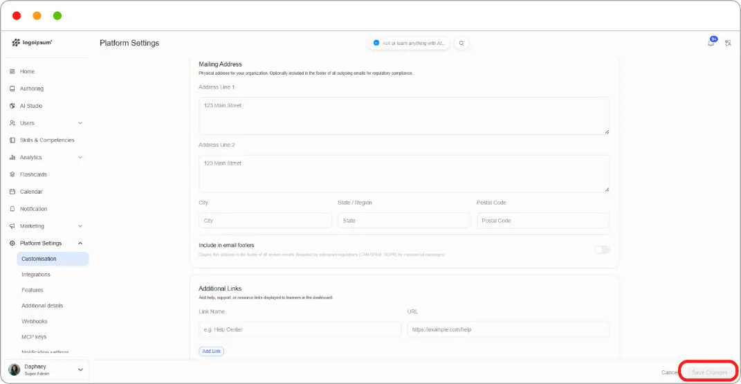 How to set your organisation's contact details screenshot 6