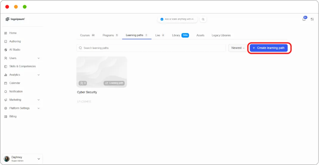 Create learning path form