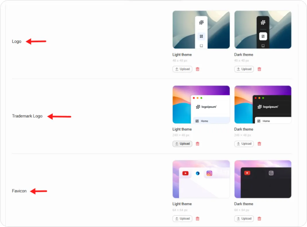 How to upload your logo and favicon screenshot 8