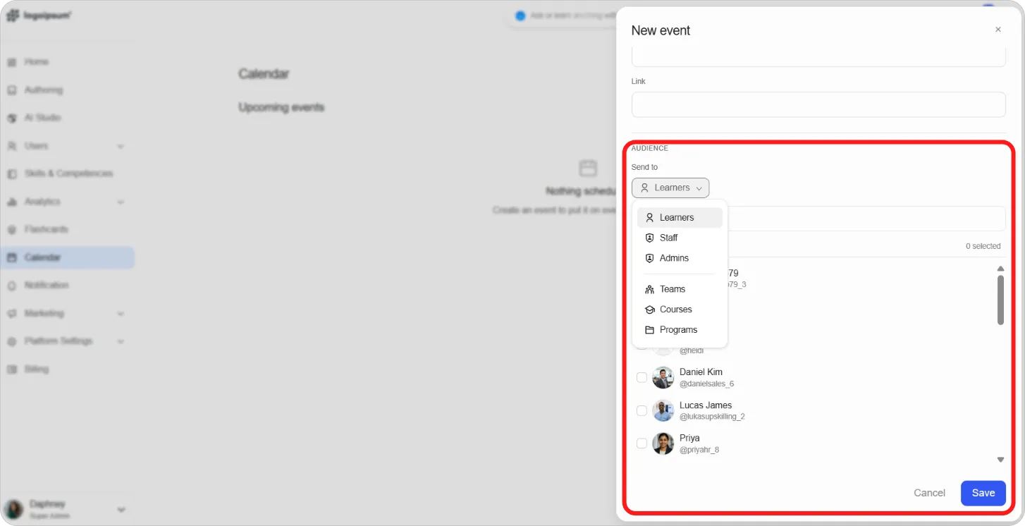 Send to dropdown