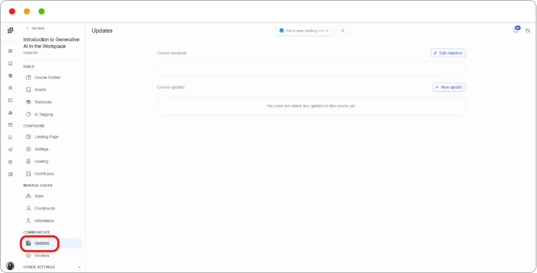 Updates page