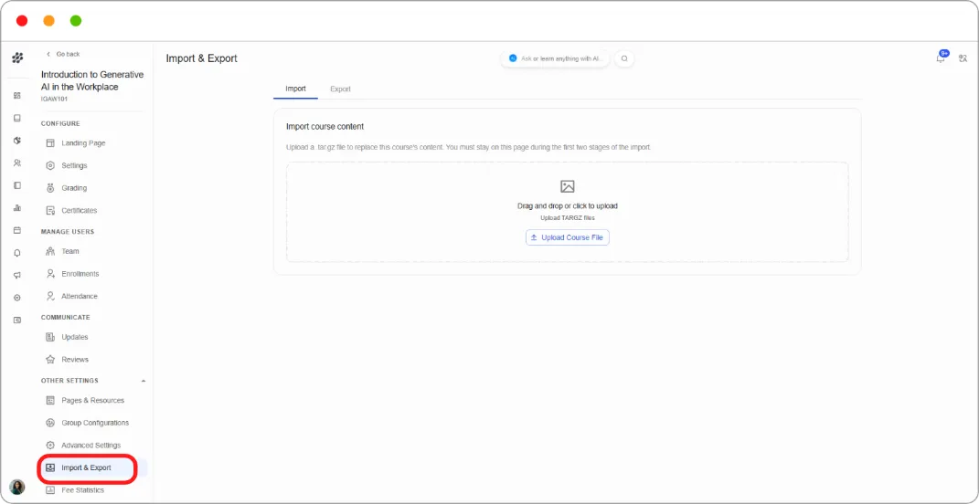 Advanced Course Configuration screenshot 172