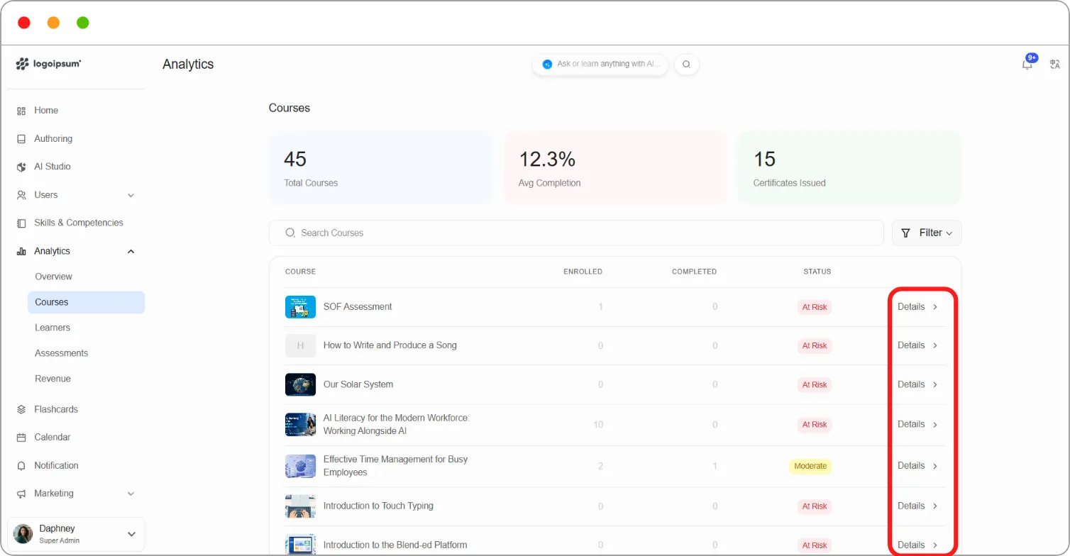 How to view a course's report screenshot 12