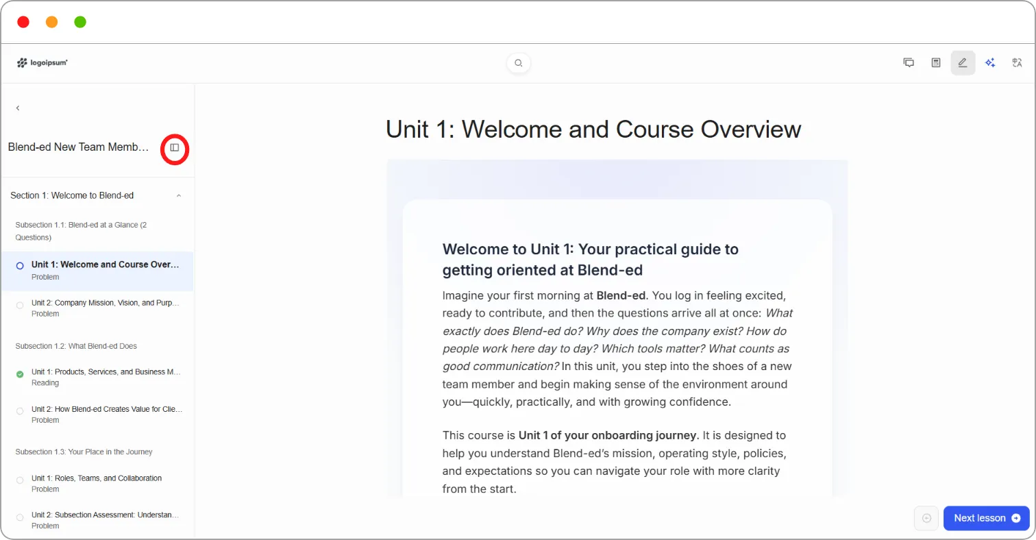 How to work through a lesson screenshot 12