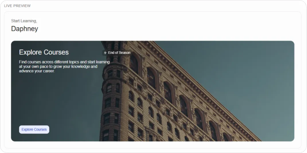 Content fields with the live preview above